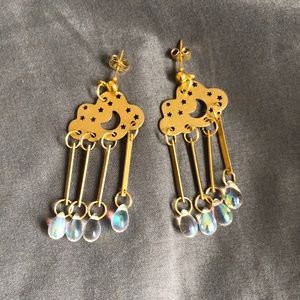 brass cloud earrings